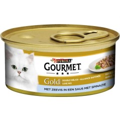 Purina Gourmet Gold Zeevis In Een Saus Met Spinazie 85 GR